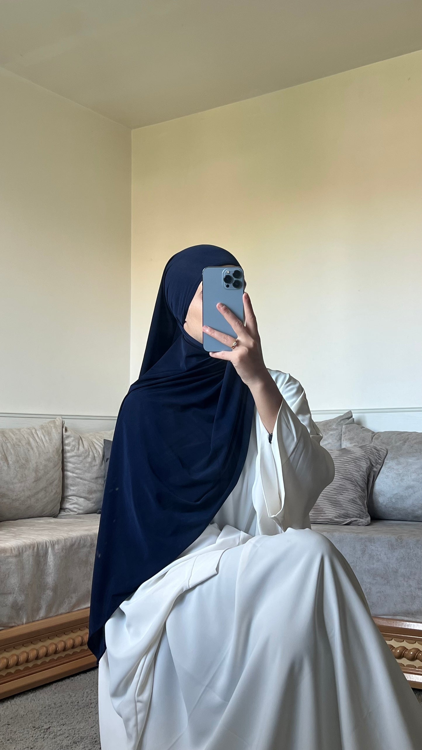 Voile jersey premium bleu nuit