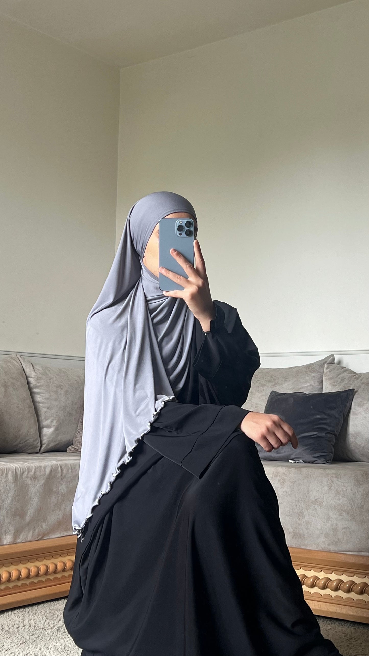 Voile jersey premium frisé gris