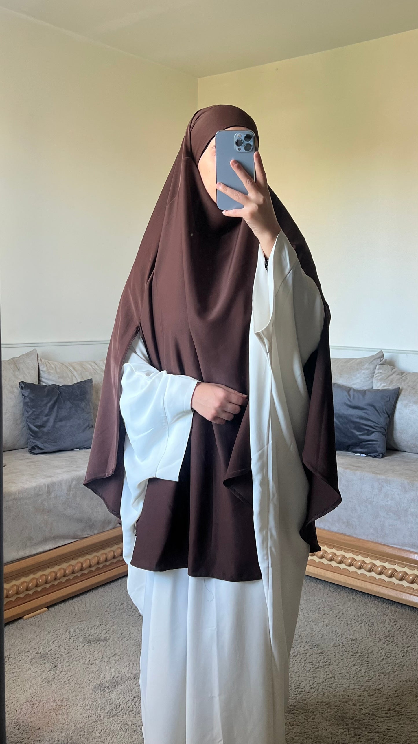 Khimar à fente marron