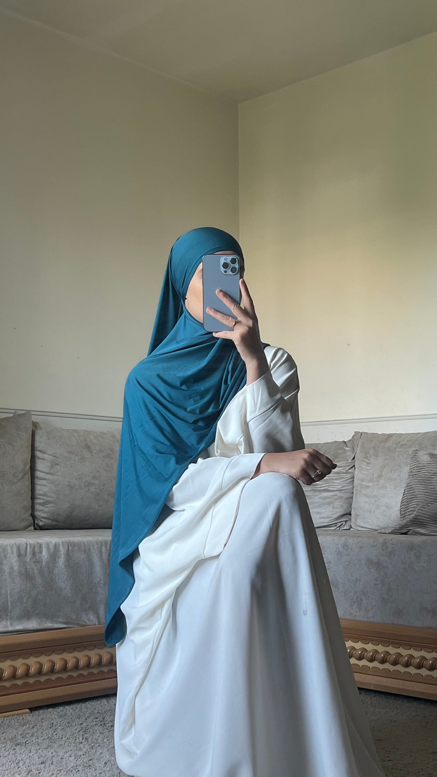 Voile jersey premium bleu canard