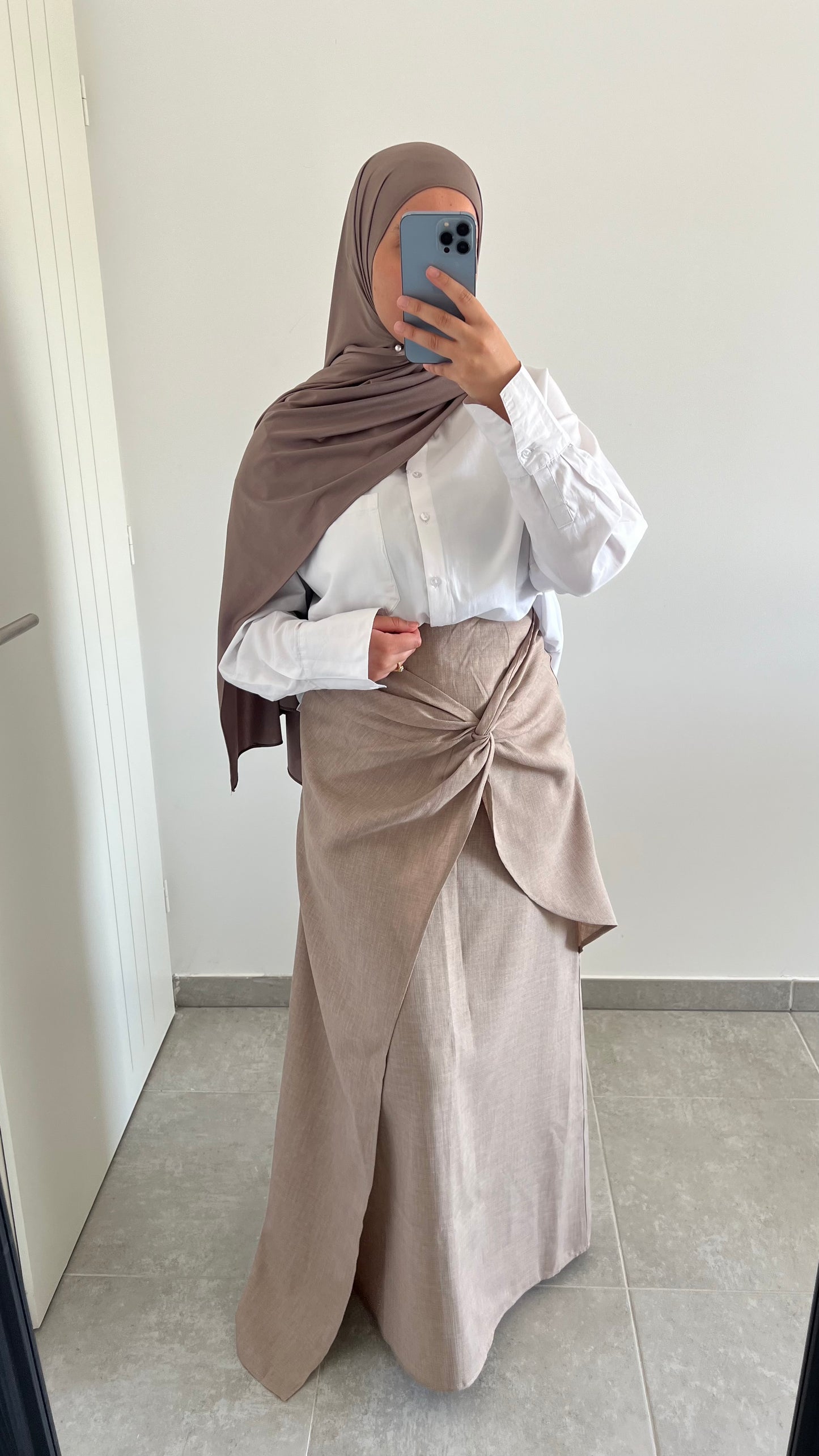 Jupe drapée beige