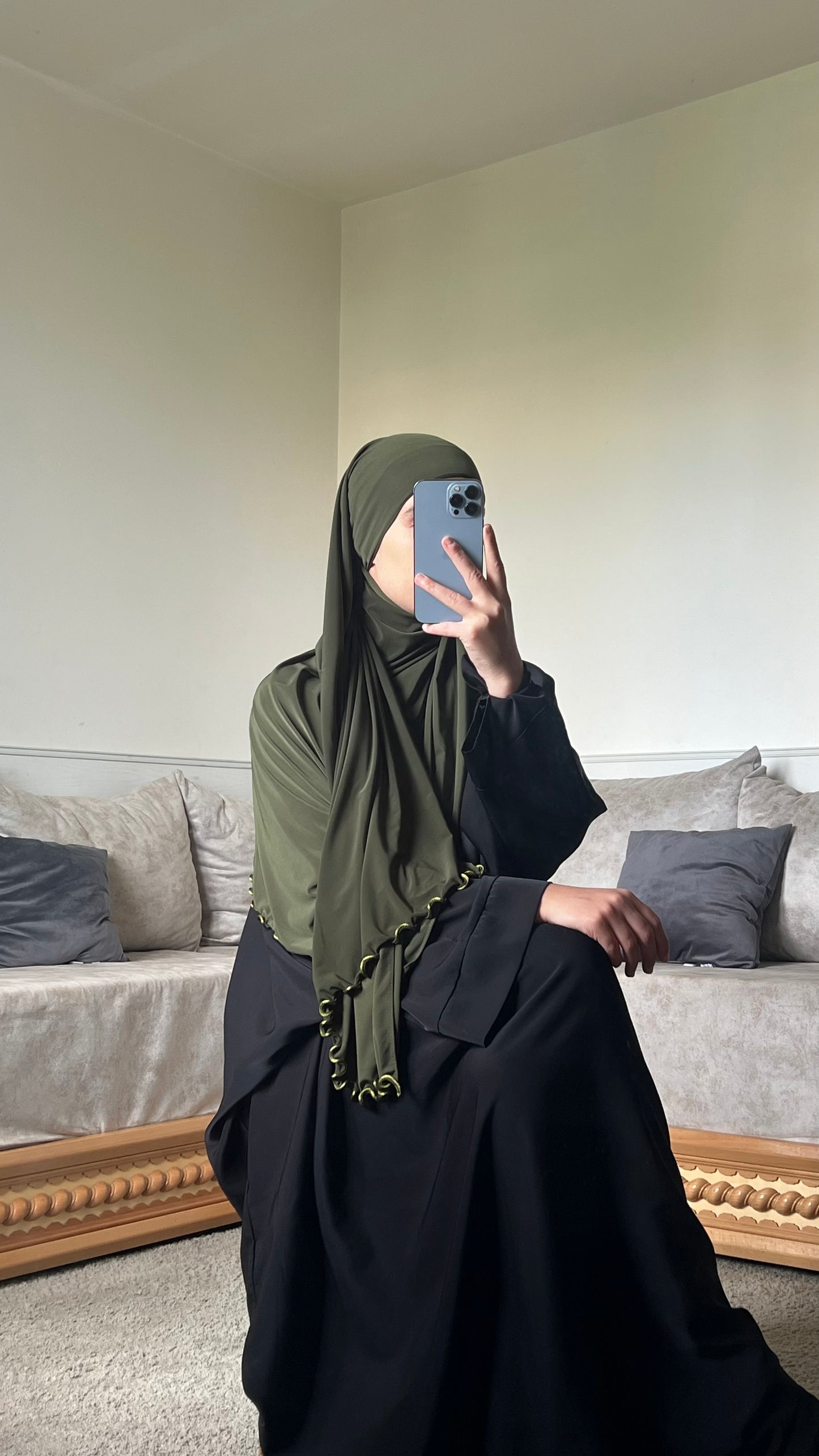 Voile jersey premium frisé kaki