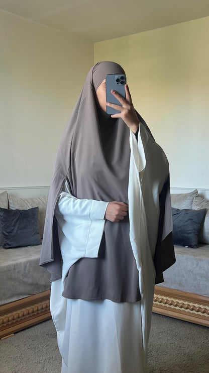 Khimar à fente taupe clair