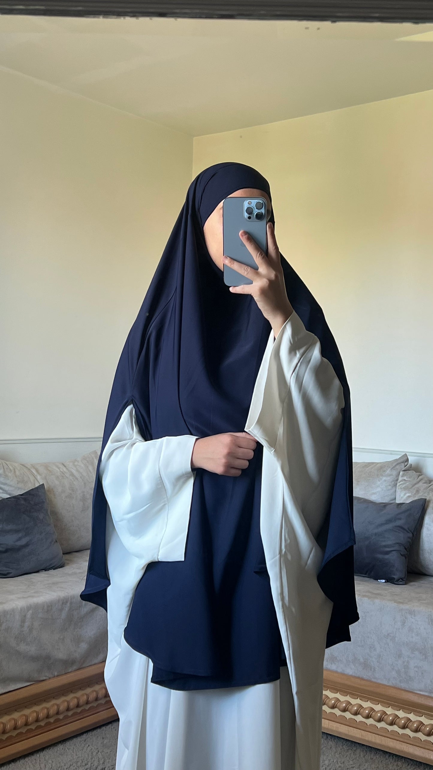 Khimar a fente bleu nuit