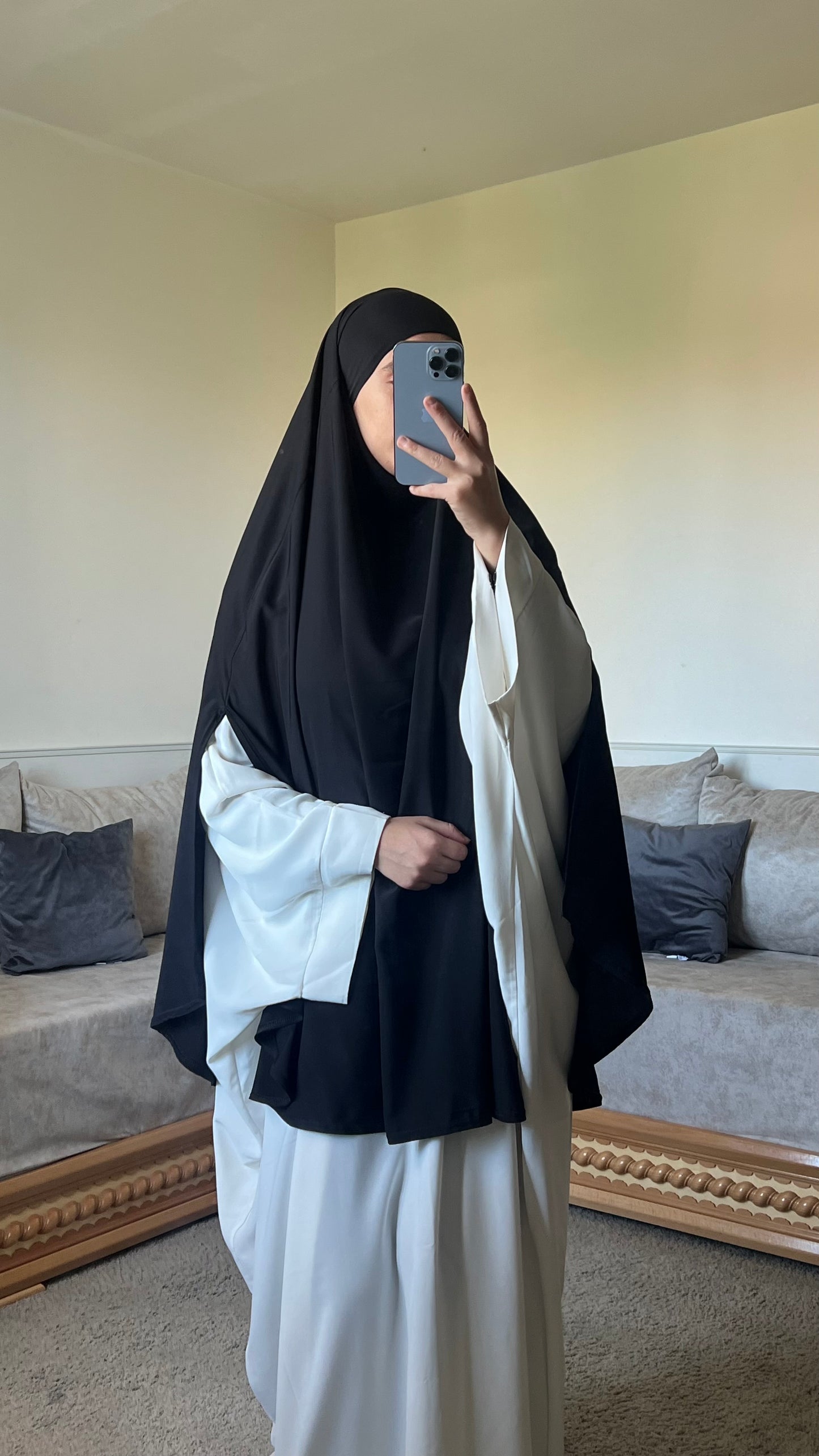 khimar à fente noir