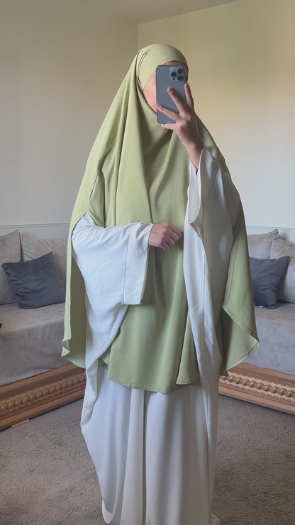 Khimar à fente vert anis