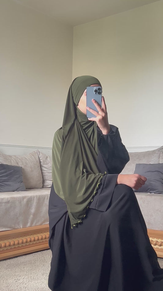 Voile jersey premium frisé kaki